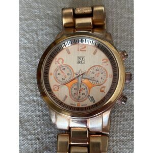New York & Company NY&C women's rose gold color chrono style watch, new battery
